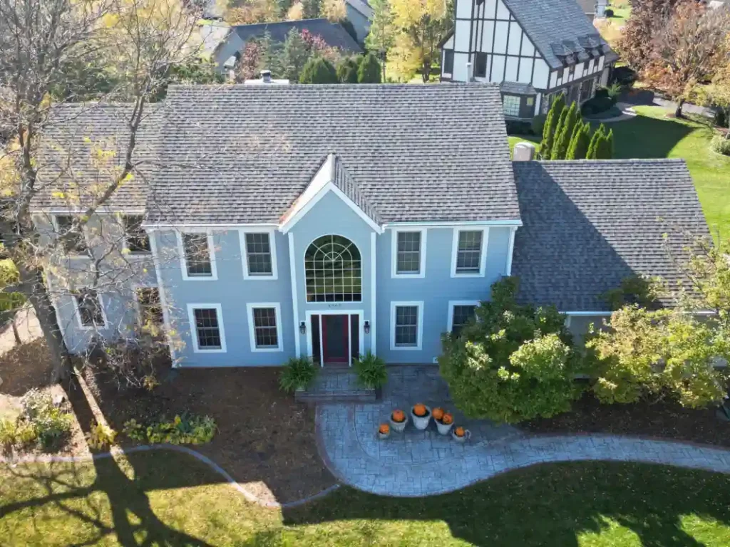 Roof replacement project completed with upgraded roofing materials Roof replacement project completed with upgraded roofing materials