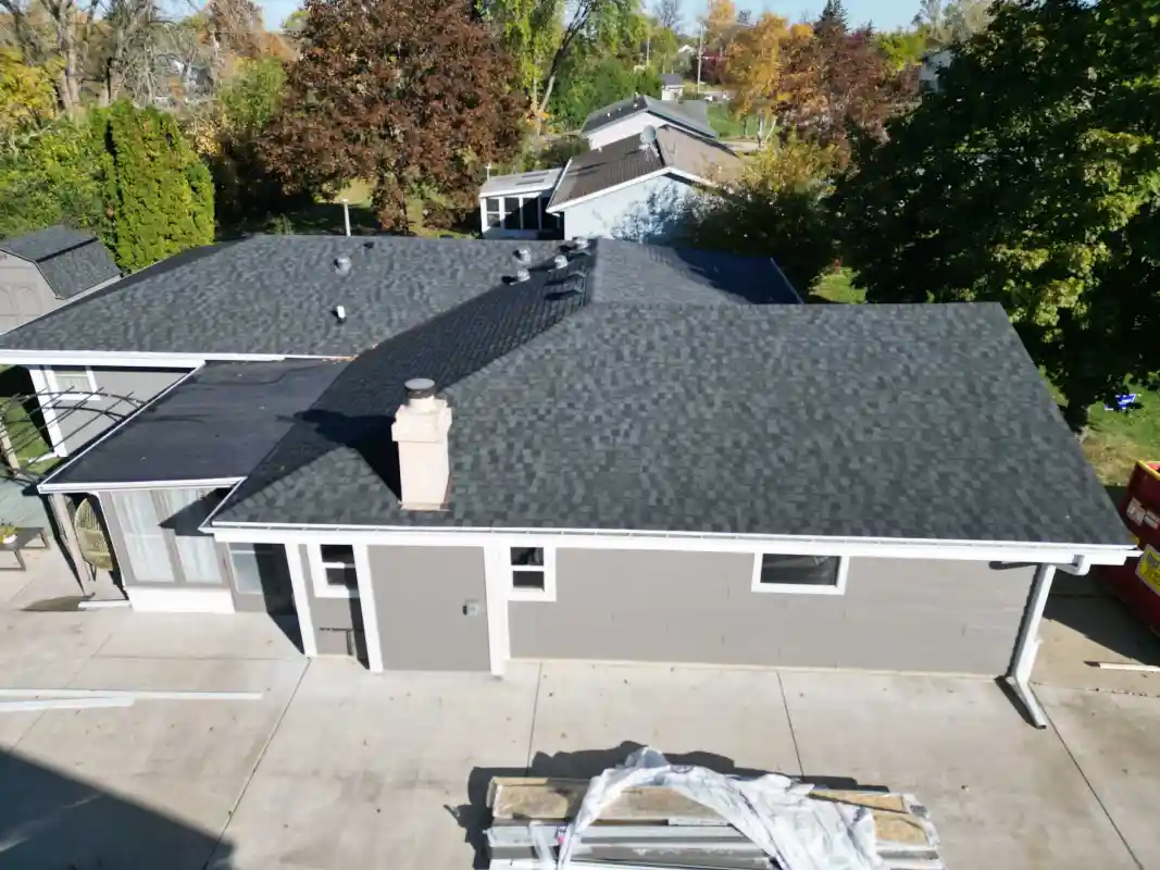 Large scale roof replacement project completed with new shingles installed