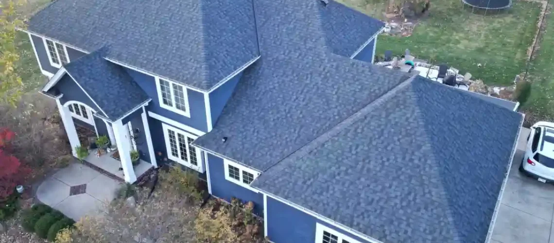 Completed residential roof replacement in Wisconsin with new shingles installed